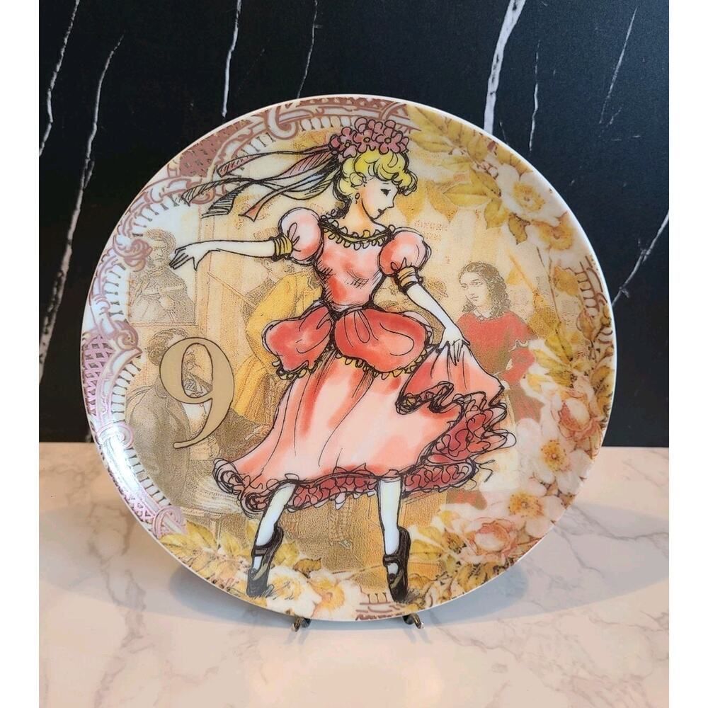 Pottery Barn 12 Days Of Christmas Dessert Plate, 9 Ladies Dancing, Day 9 EUC